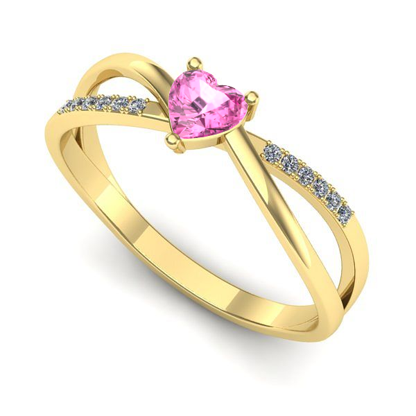 Inel din aur galben cu safir roz