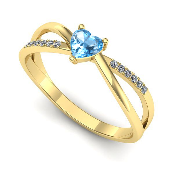 Inel din aur galben cu topaz blue