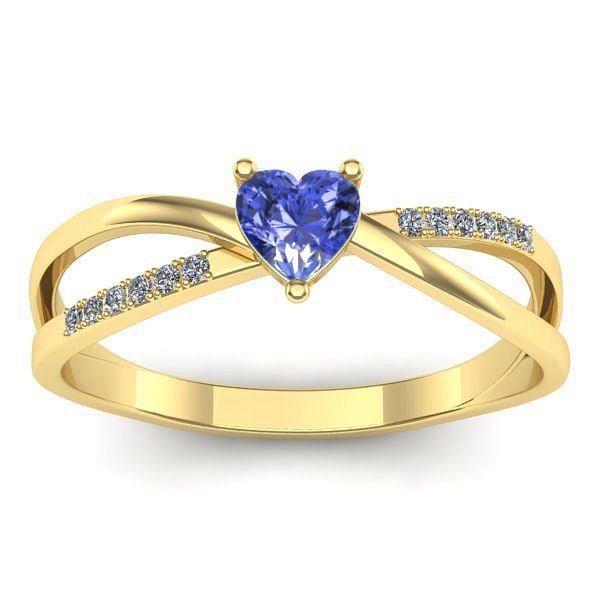 Inel de logodna cu tanzanit inima