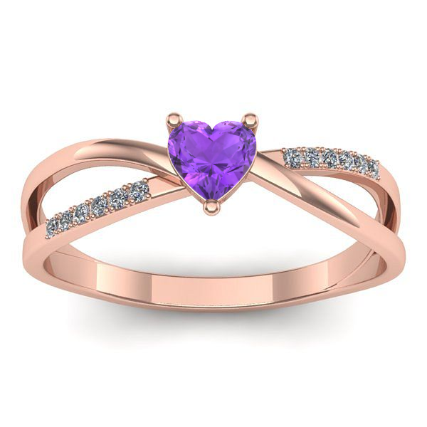 Inel de logodna cu ametist inima