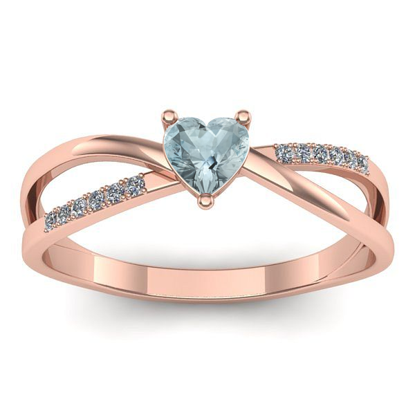 Inel logodna cu aquamarin inima