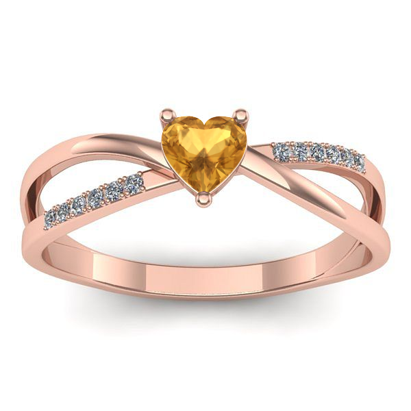 Inel cu citrin inima