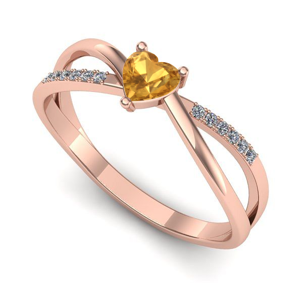 Inel din aur roz cu citrin