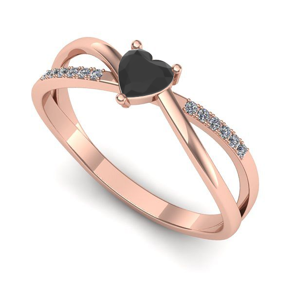 Inel de logodna din aur roz cu diamant negru