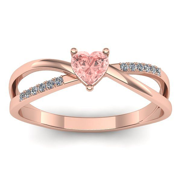 Inel logodna cu diamant de laborator roz inima