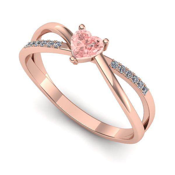 Inel logodna din aur roz cu diamant de laborator roz