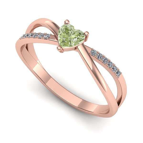 Inel din aur roz cu diamant de laborator verde