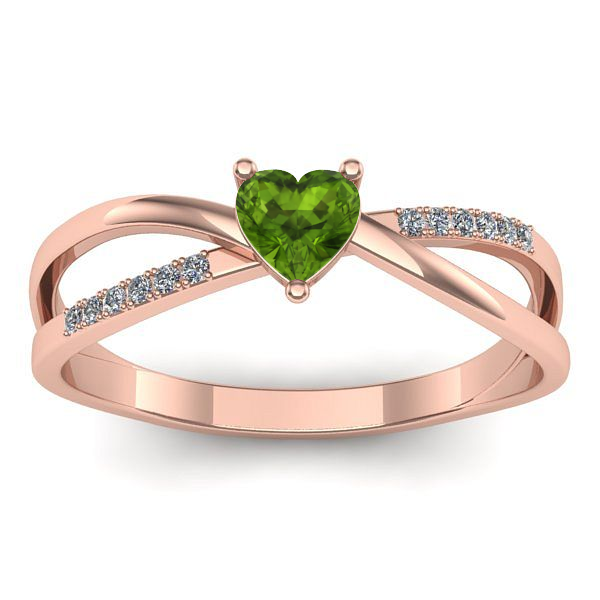 Inel de logodna cu peridot inima