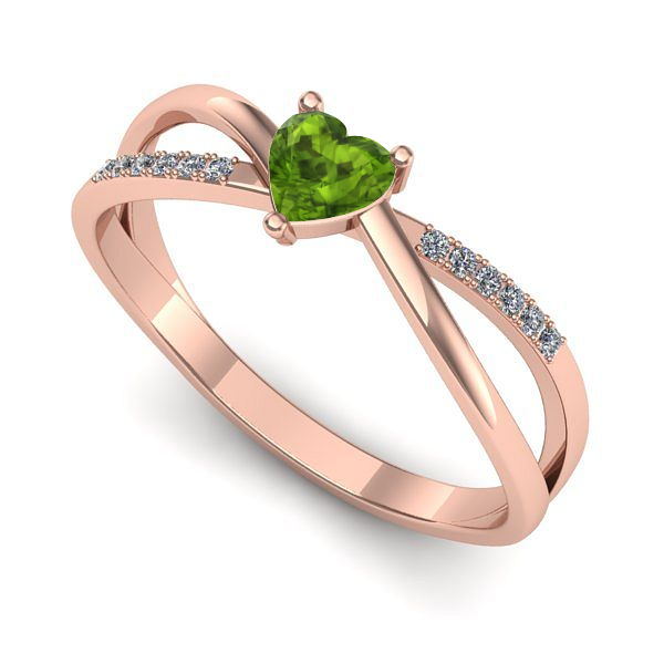 Inel din aur roz cu peridot