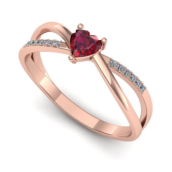 Inel logodna din aur roz cu rubin