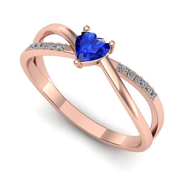 Inel din aur roz cu safir