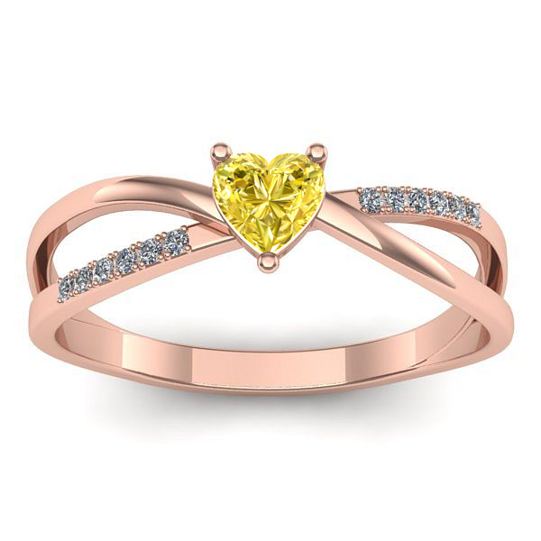 Inel logodna cu safir galben inima