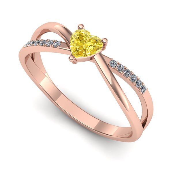 Inel din aur roz cu safir galben