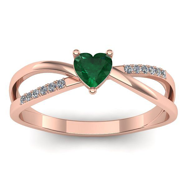 Inel de logodna cu smarald inima