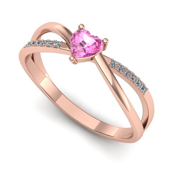 Inel din aur roz cu safir roz