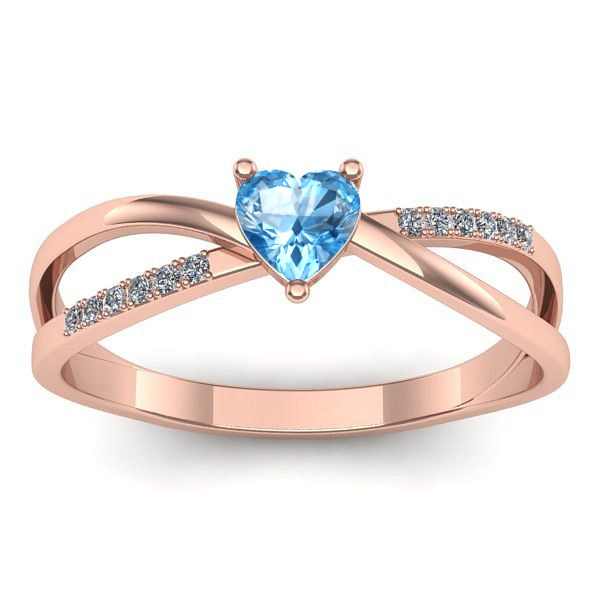 Inel de logodna cu topaz blue inima