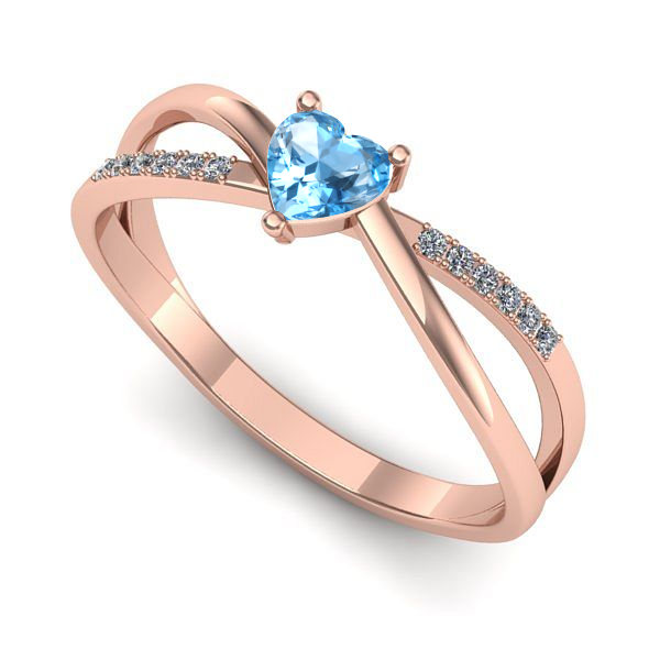 Inel de logodna din aur roz cu topaz blue