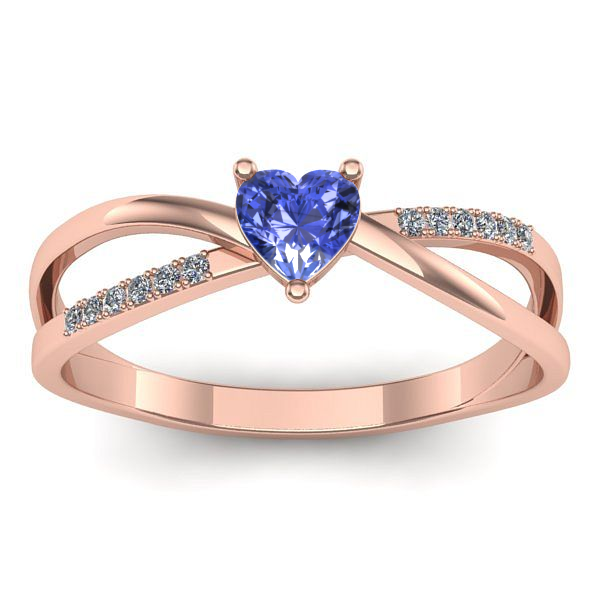 Inel logodna cu tanzanit inima