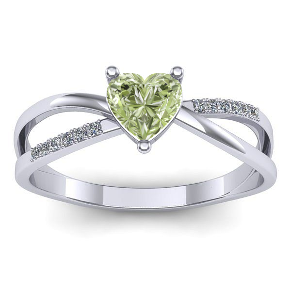 Inel logodna cu diamant de laborator verde inima