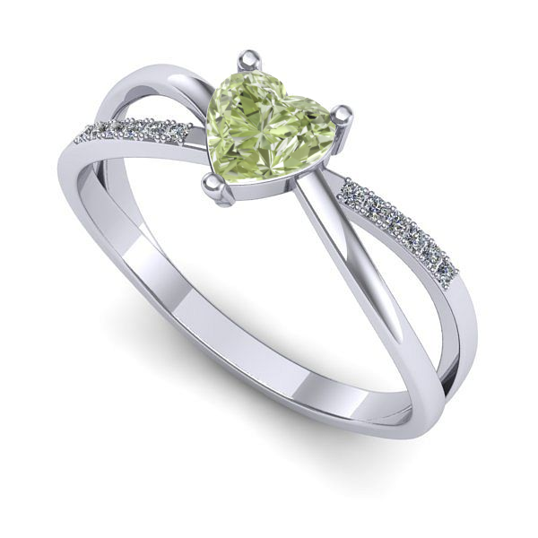 Inel de logodna din aur alb cu diamant de laborator verde