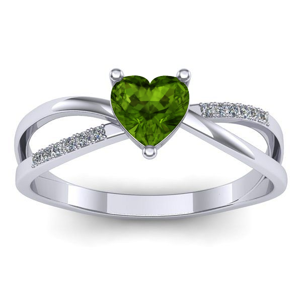Inel logodna cu peridot inima