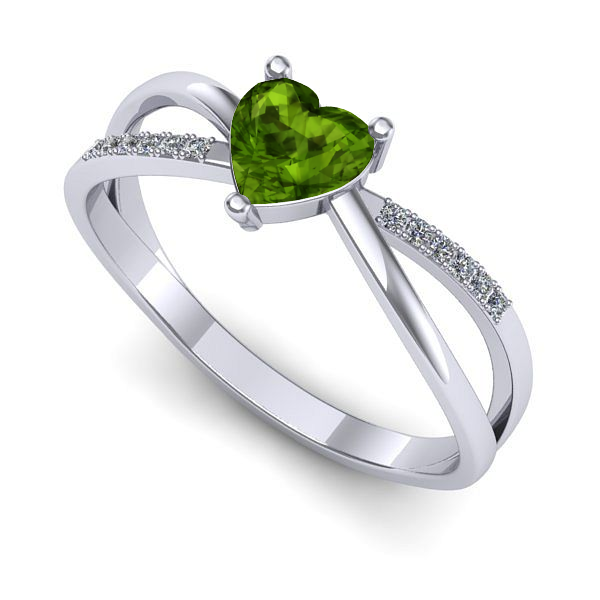 Inel din aur alb cu peridot