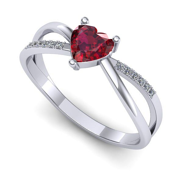 Inel de logodna din aur alb cu rubin