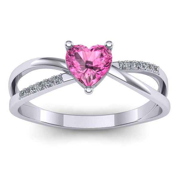 Inel de logodna cu safir roz inima