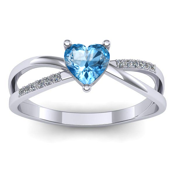 Inel logodna cu topaz blue inima