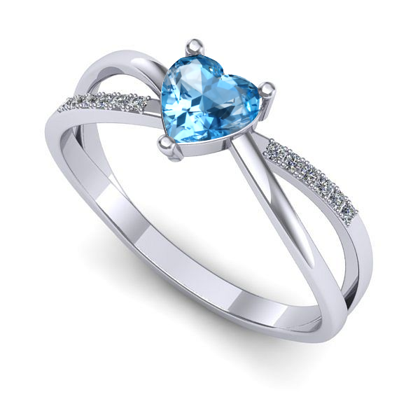 Inel de logodna din aur alb cu topaz blue