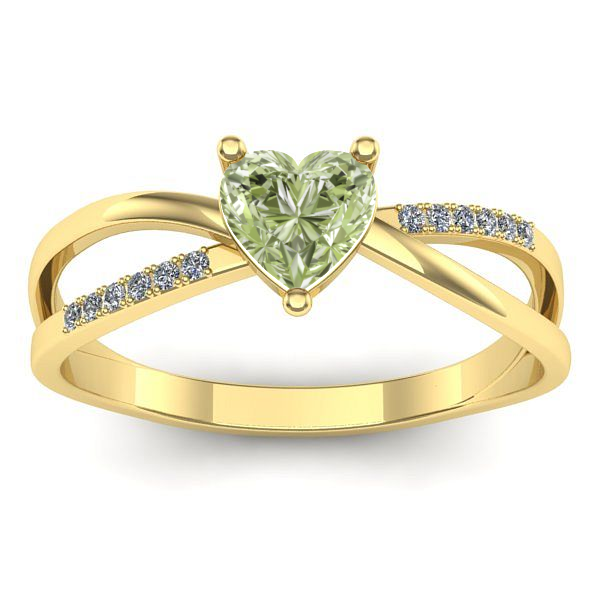 Inel logodna cu diamant de laborator verde inima