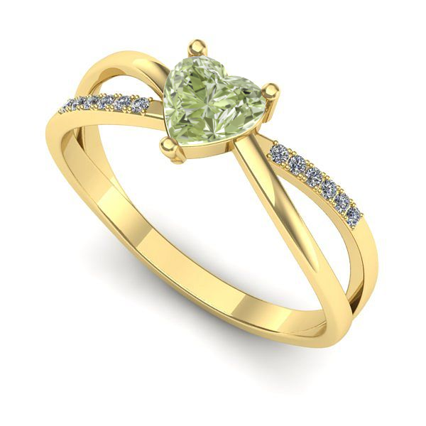 Inel logodna din aur galben cu diamant de laborator verde