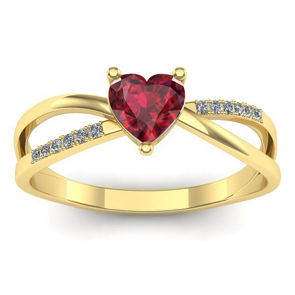 Inel cu rubin inima