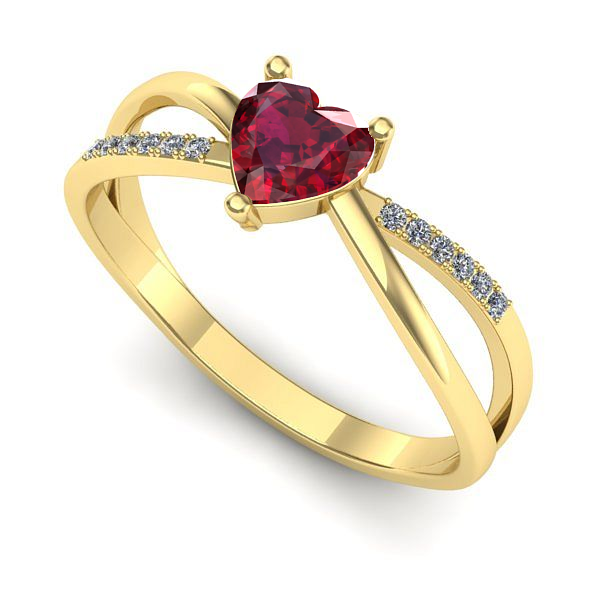 Inel logodna din aur galben cu rubin