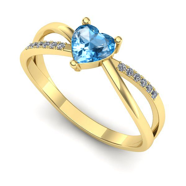 Inel din aur galben cu topaz blue