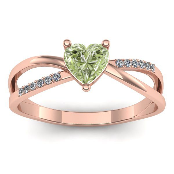 Inel cu diamant de laborator verde inima