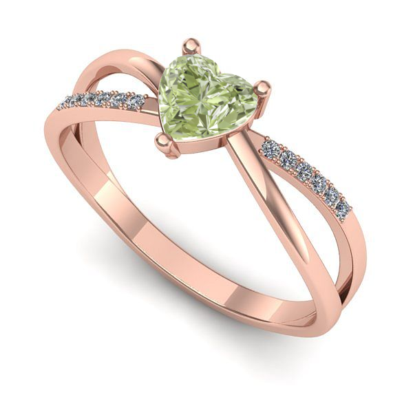 Inel din aur roz cu diamant de laborator verde