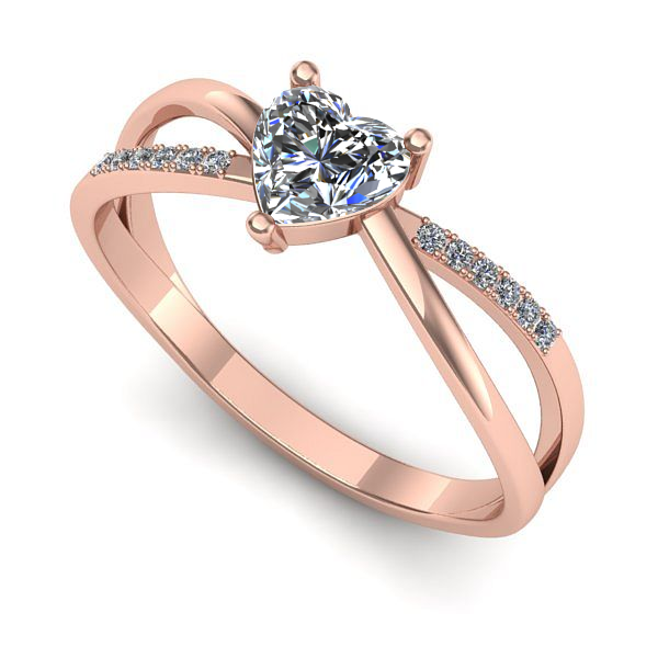 Inel din aur roz cu diamant de laborator