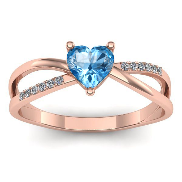 Inel cu topaz blue inima