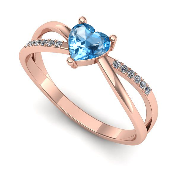 Inel logodna din aur roz cu topaz blue