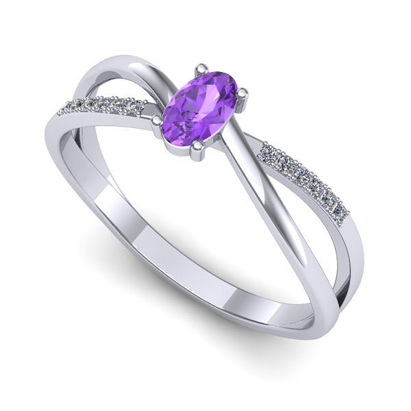 Inel din aur alb cu ametist