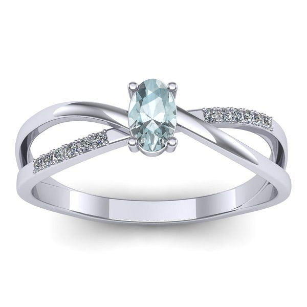 Inel logodna cu aquamarin oval