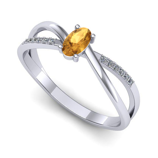 Inel de logodna din aur alb cu citrin