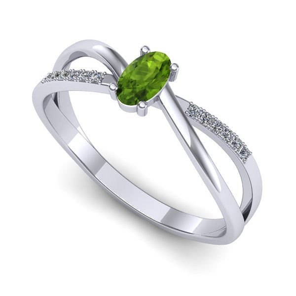 Inel din aur alb cu peridot