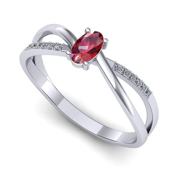 Inel din aur alb cu rubin