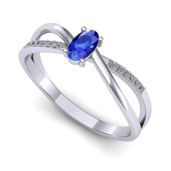 Inel logodna din aur alb cu safir