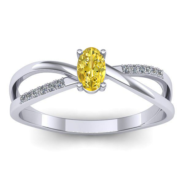 Inel de logodna cu safir galben oval