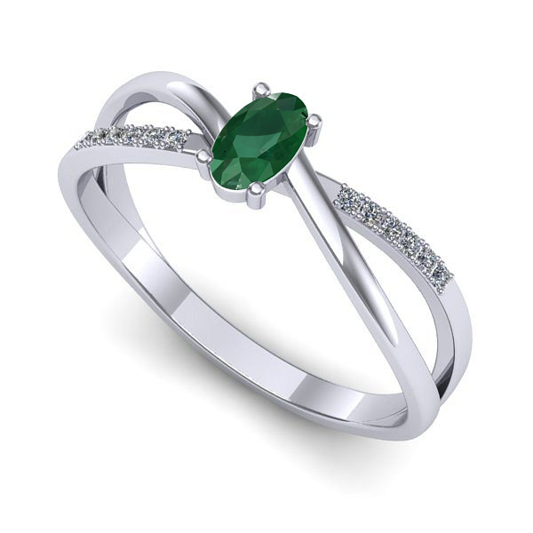 Inel din aur alb cu smarald