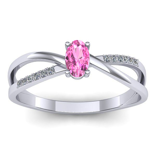 Inel cu safir roz oval