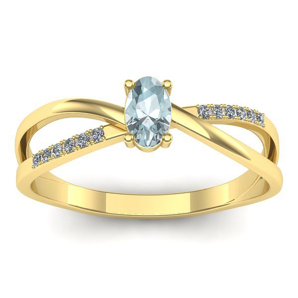 Inel de logodna cu aquamarin oval